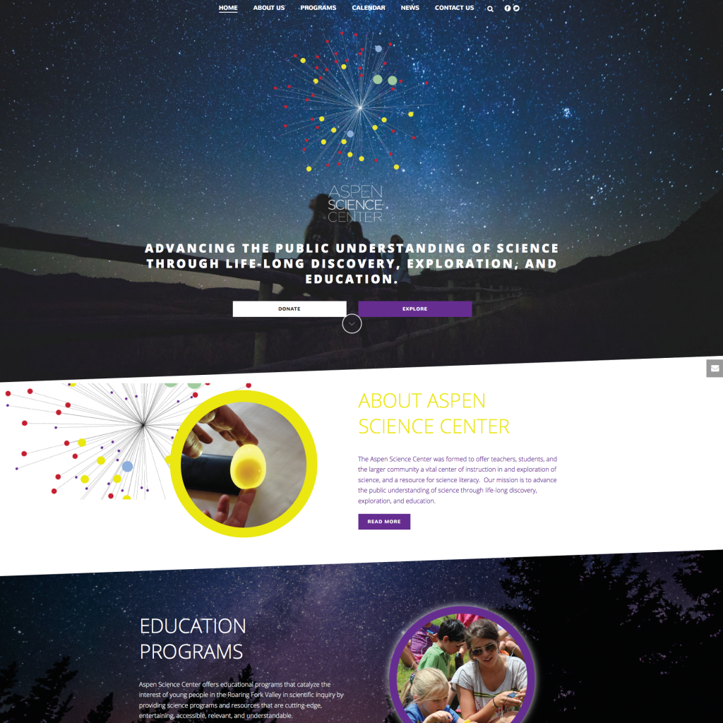 Jupiter Theme Examples | Creative Agency Boulder Colorado | Website Design | Aspen Science Center